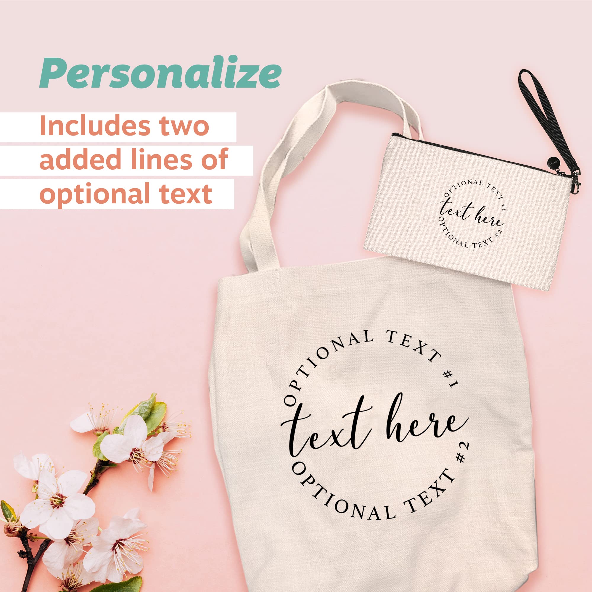 Personalized Bridesmaid Gift Set - Custom Graphic Canvas Tote Bag & Makeup Pouch - Wedding Party Favors, Bachelorette Party Essentials - Perfect for Bridal Showers, Wedding Prep & Girls' Trips