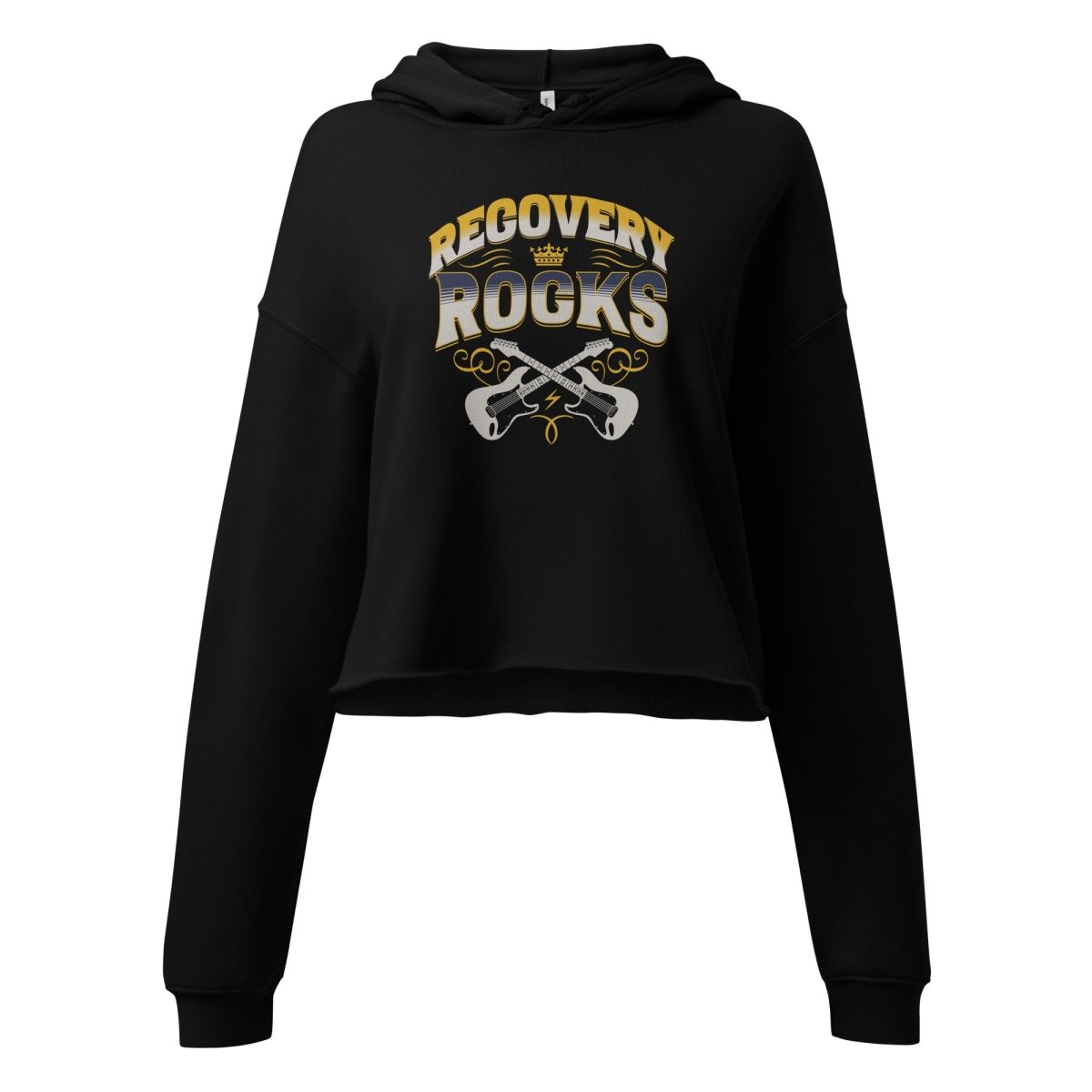 Recovery Rocks Premium Crop Hoodie - Women's Workout & Gym Hooded Sweatshirt for Yoga, Running & Post-Workout Recovery