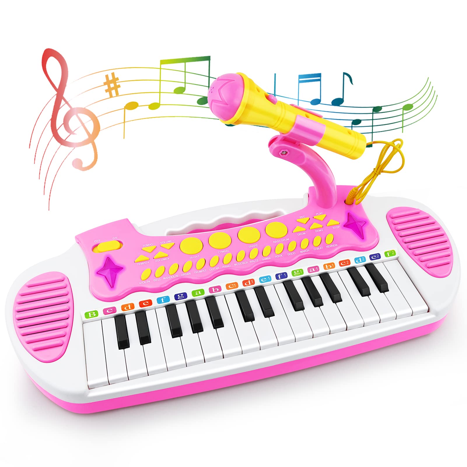 **31-Key Kids Piano Keyboard with Microphone - Musical Toy for 3 4 5 6 Year Old Girls & Boys, Birthday Gift for Toddlers - Perfect for Home Play, Early Music Education & Creative Fun**