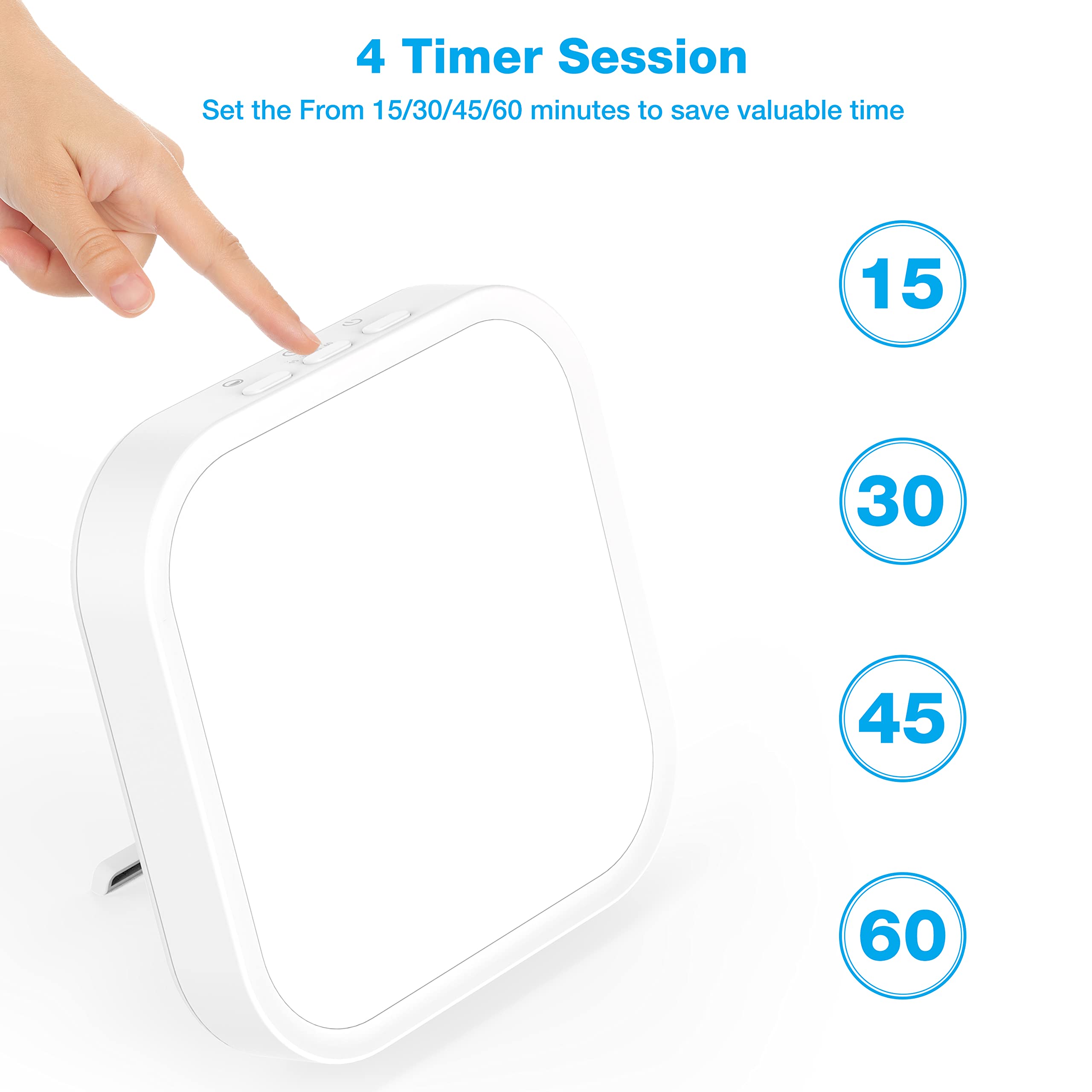 Qoosseine 10000 Lux UV-Free Light Therapy Lamp - 4 Brightness Levels & 4 Color Temperatures with Timer & Memory Function - Portable SAD Lamp for Home, Office, Winter Blues & Seasonal Depression Relief