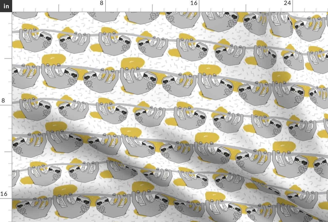 Geo Sloth Mustard Yellow Printed Minky Fabric Fat Quarter - Soft & Trendy Fabric for Sewing Baby Blankets, Quilt Backing, Plush Toys & DIY Kids Crafts - Perfect for Nursery Decor & Hipster Baby Gifts
