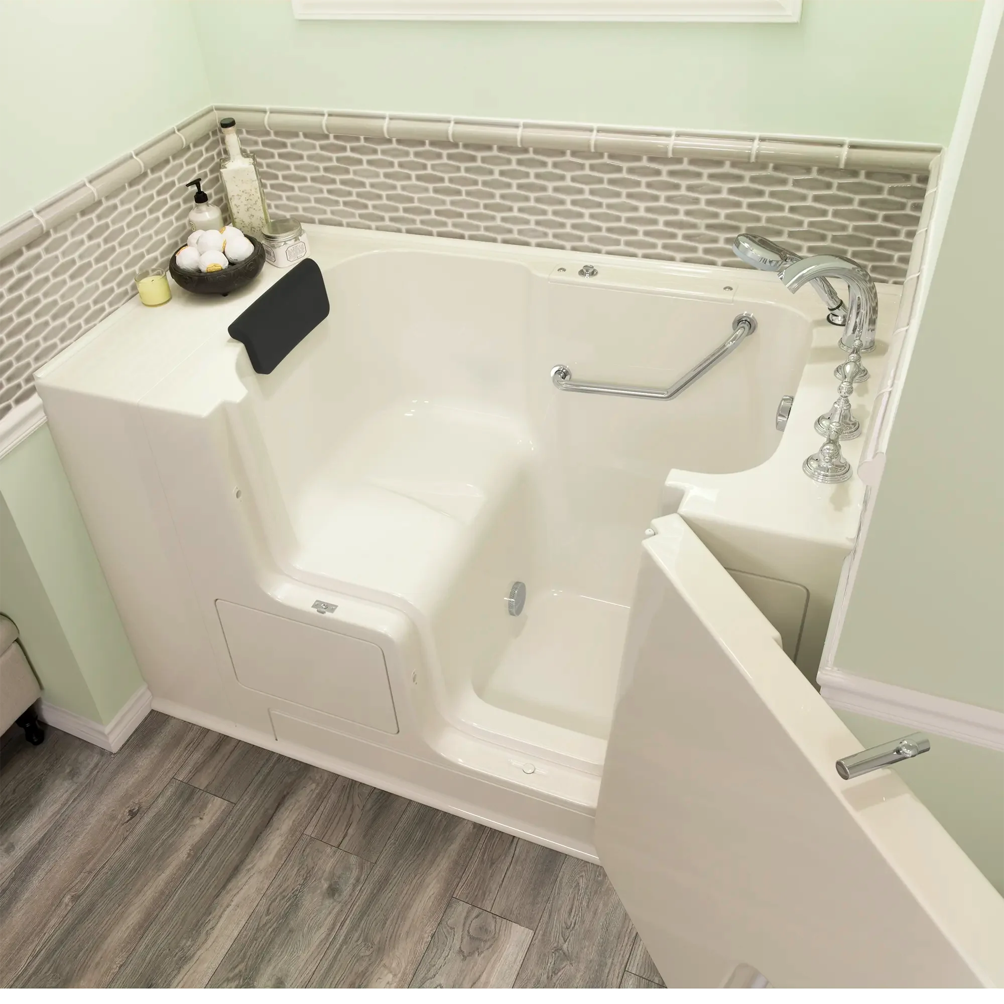Premium 32 x 52 Inch Gelcoat Walk-In Bathtub with Soaker System & Right Hand Drain - Non-Slip Soaking Tub for Elderly & Mobility Assistance - Perfect for Relaxation & Hydrotherapy at Home