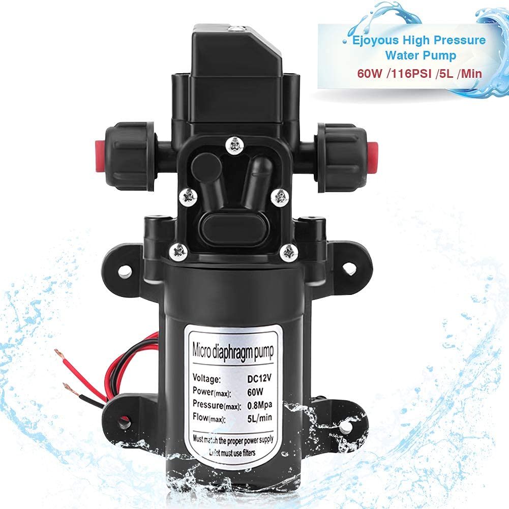 12V DC High Pressure Self-Priming Diaphragm Water Pump 116PSI with Pressure Switch & Smart Valve - Ideal for Garden Fountain, Caravan, Boat, RV, and Sprayer Systems