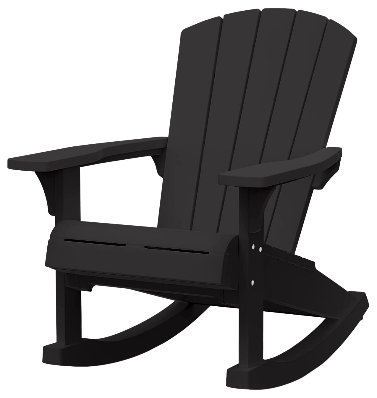 Keter Adirondack Rocker Resin Outdoor Patio Chair - Weather-Resistant Durable Plastic Furniture for Porch, Poolside, Garden & Fire Pit Seating - Comfortable Dark Grey Lounge Chair for Relaxing Outdoors