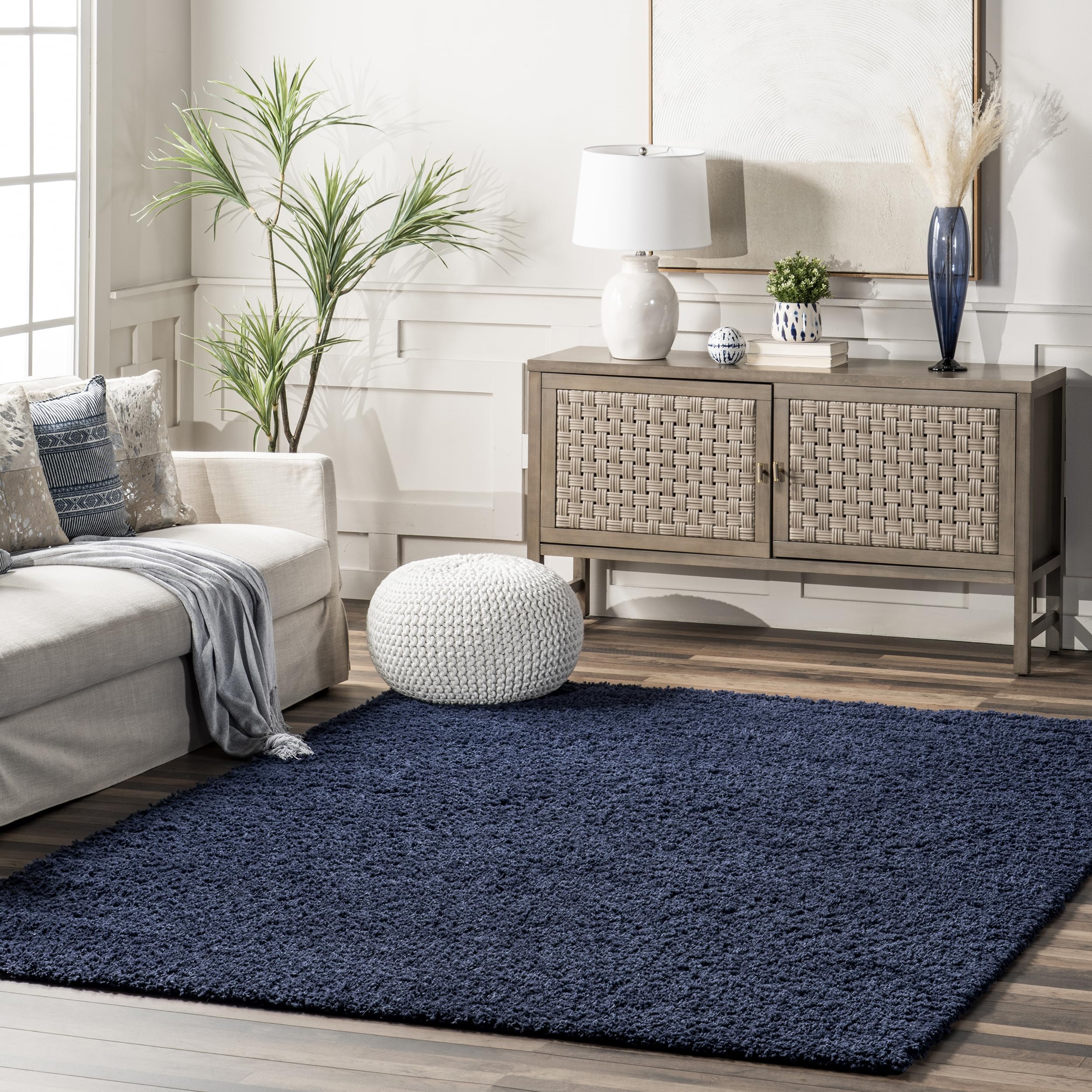 nuLOOM Marleen Contemporary Shag Accent Rug 3x5 Feet Navy Blue - Soft Plush Area Rug for Living Room, Bedroom & Nursery Decor