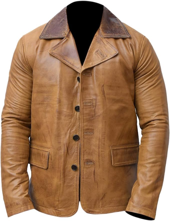 Red Dead Redemption 2 Arthur Morgan Genuine Leather Jacket for Men - Tan Brown Vintage Biker Coat | Cosplay, Halloween Costume & Collector's Item