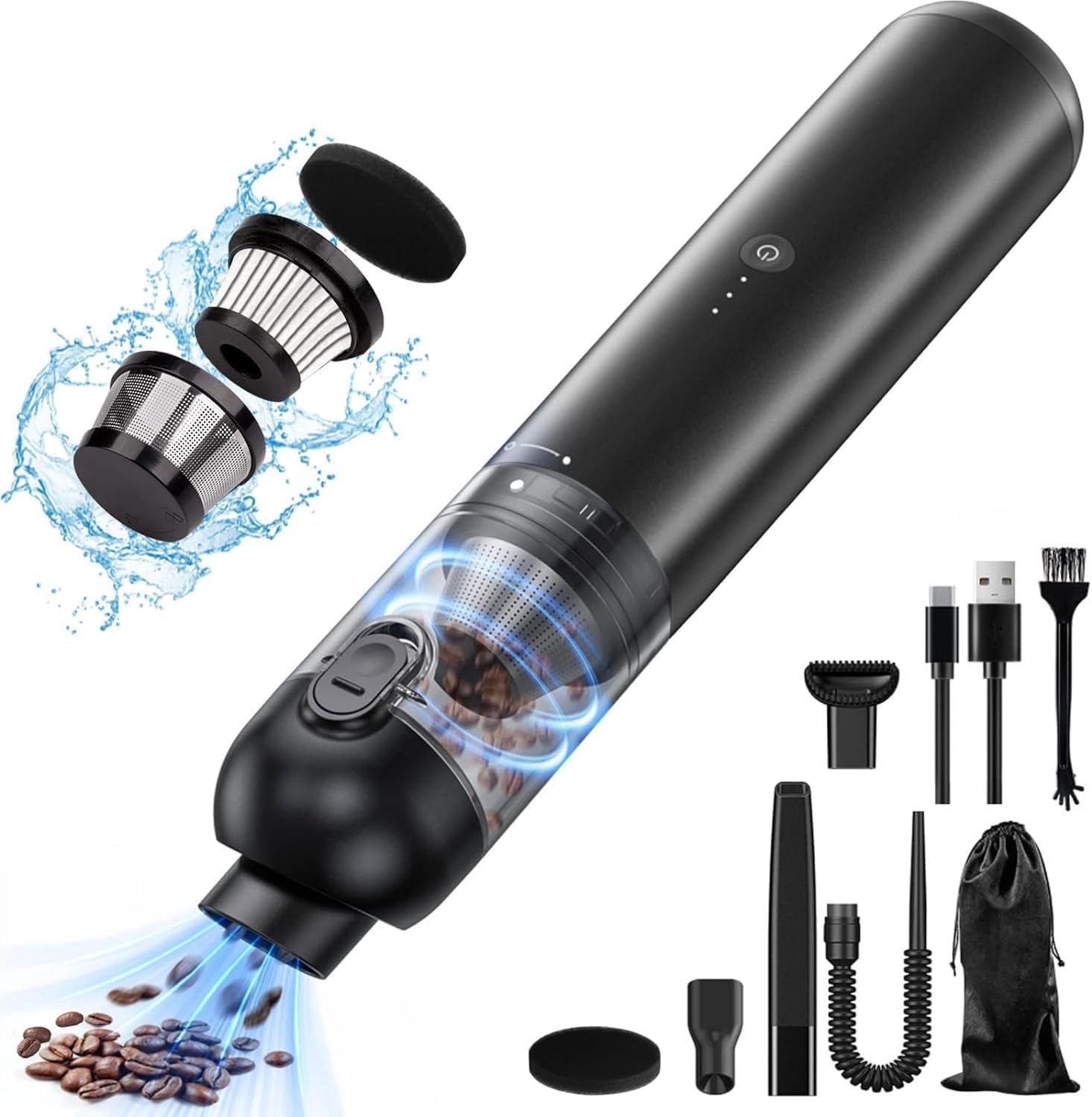 AKJBL Cordless Handheld Vacuum Cleaner - 16,000Pa Powerful Suction, Ultra Light Mini Vacuum for Car, Home & Office | Portable Dust Buster for Pet Hair, Car Detailing & Quick Cleanups