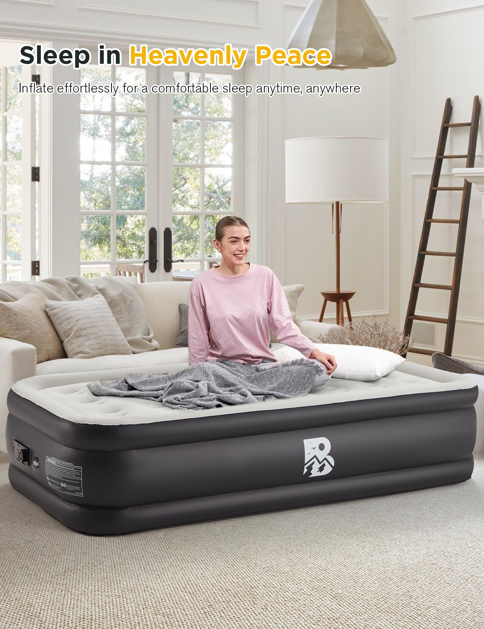 Twin Size Air Mattress with Built-in Pump - 18
