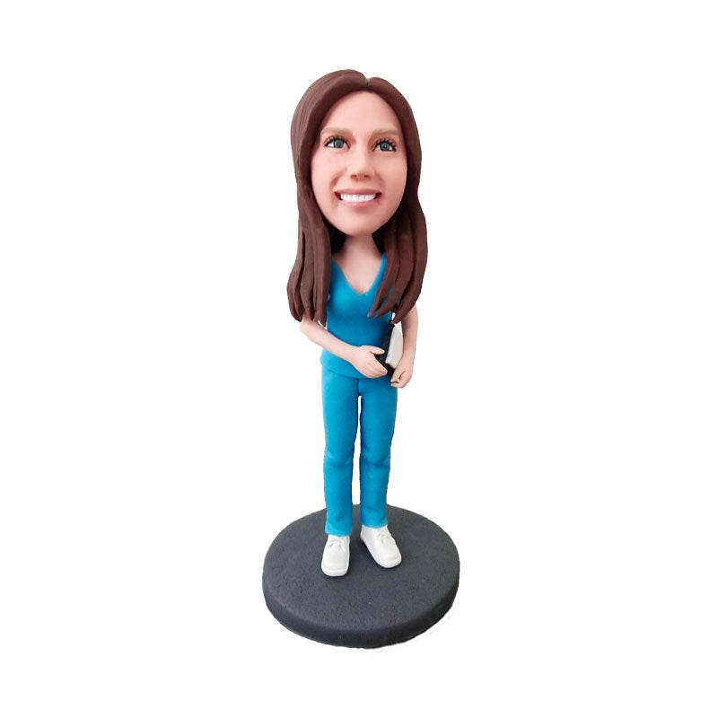 Custom Female Doctor On Duty Bobblehead - Personalized Nurse & Physician Figurine - Perfect for Medical Office Decor, Gifts for Doctors, Nurses & Healthcare Workers