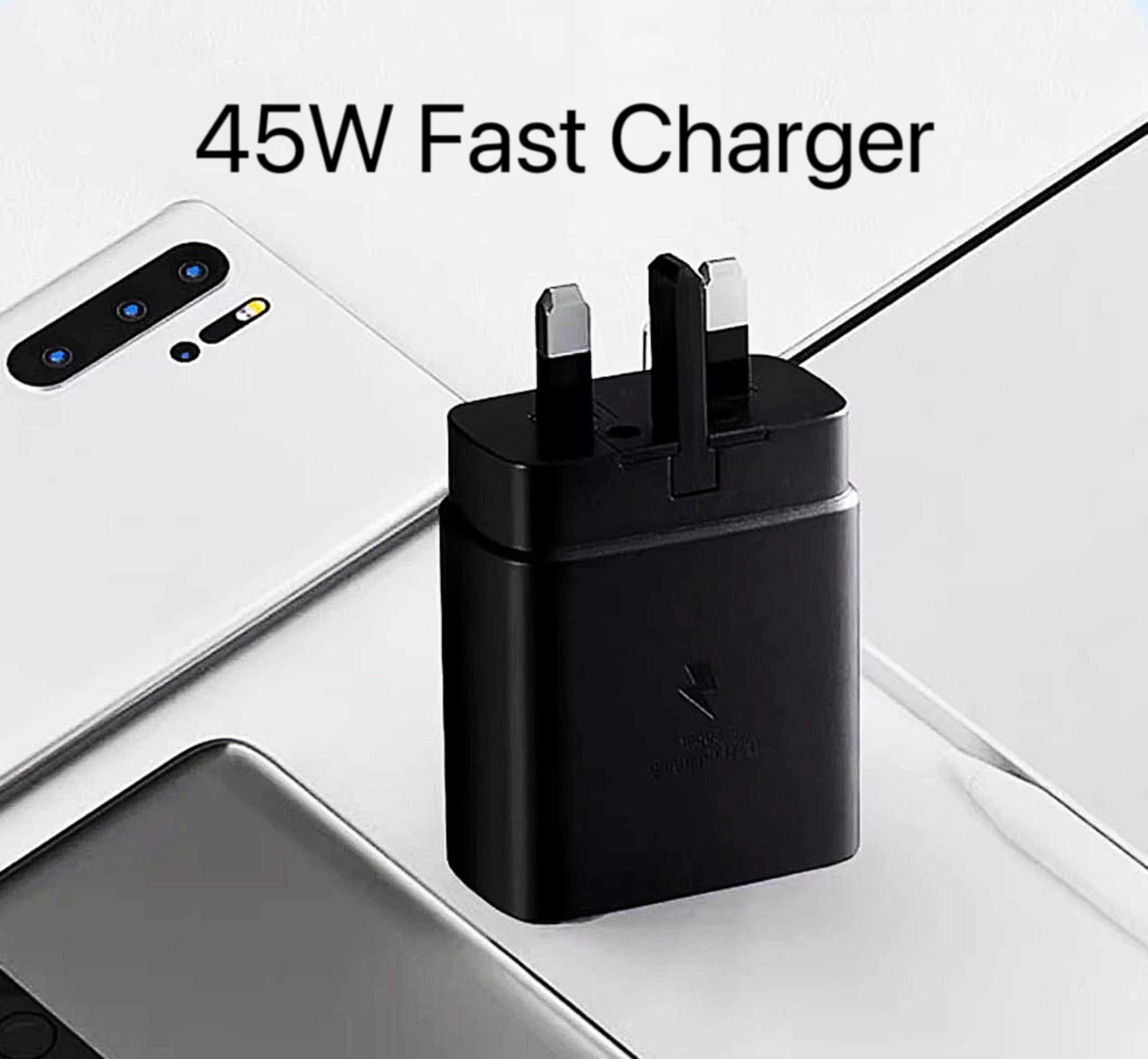 45W Fast USB-C Charger with Type C Cable & UK Adapter - Compatible with Samsung Galaxy S23/S22/S21/S20/S10, Google Pixel, Huawei & Tablets - Perfect for Travel, Home & Office Charging