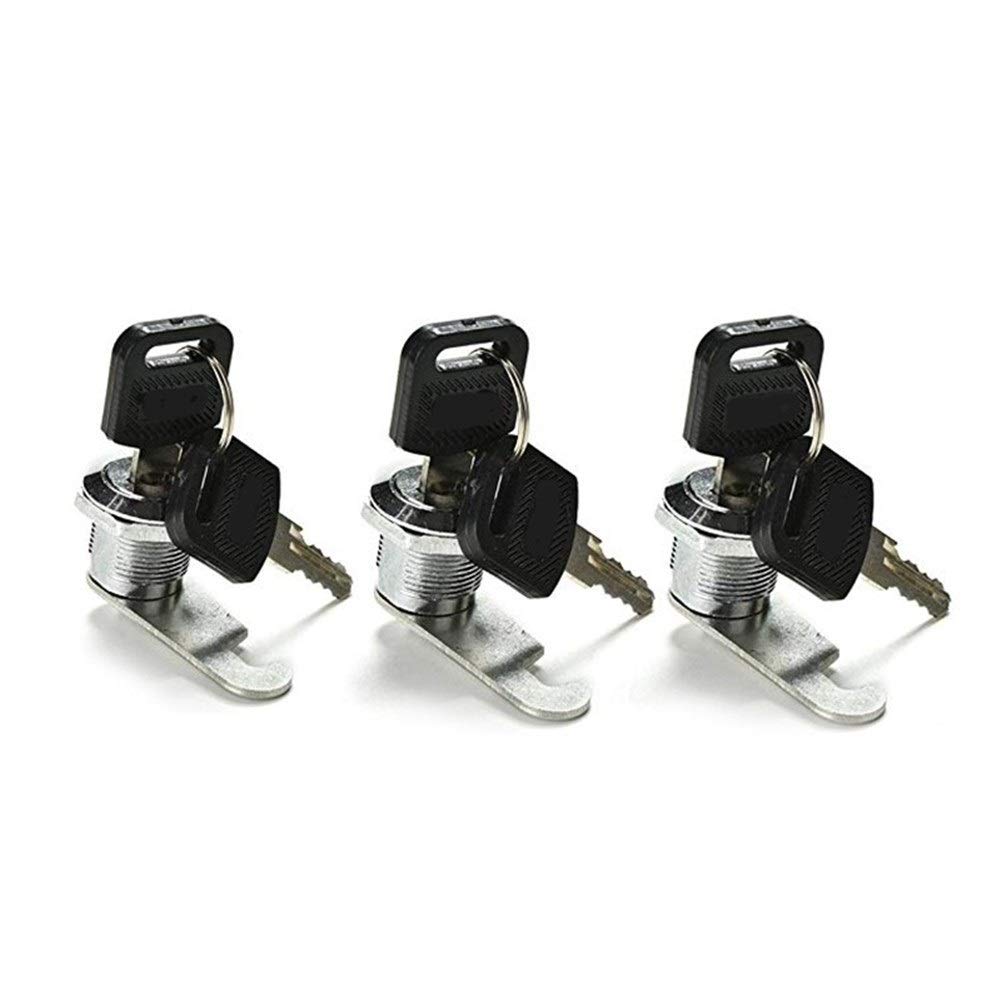 3 Pack Silver Mailbox Lock with 2 Keys - 16mm Cam Lock for Cabinet, Letter Box, Locker, Drawer & Cupboard Door - Secure Your Mail, Storage & Office Supplies (YINGJUN Brand)