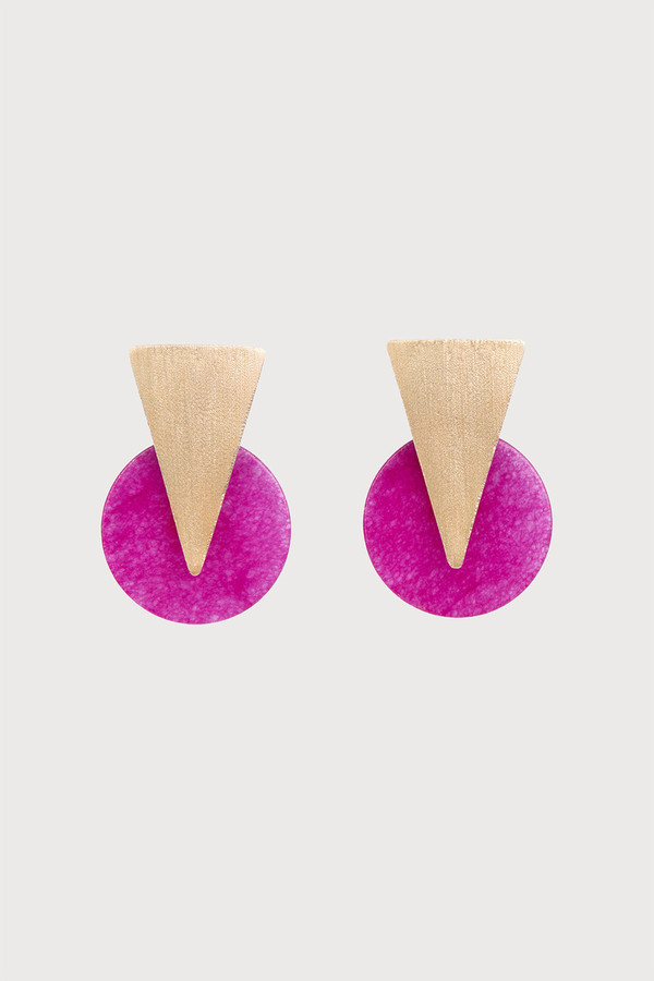 Triangle Disc Duet Earrings - Geometric Dangle Earrings for Women, Minimalist Gold Hoop Earrings, Trendy Boho Jewelry - Perfect for Parties, Weddings & Everyday Wear