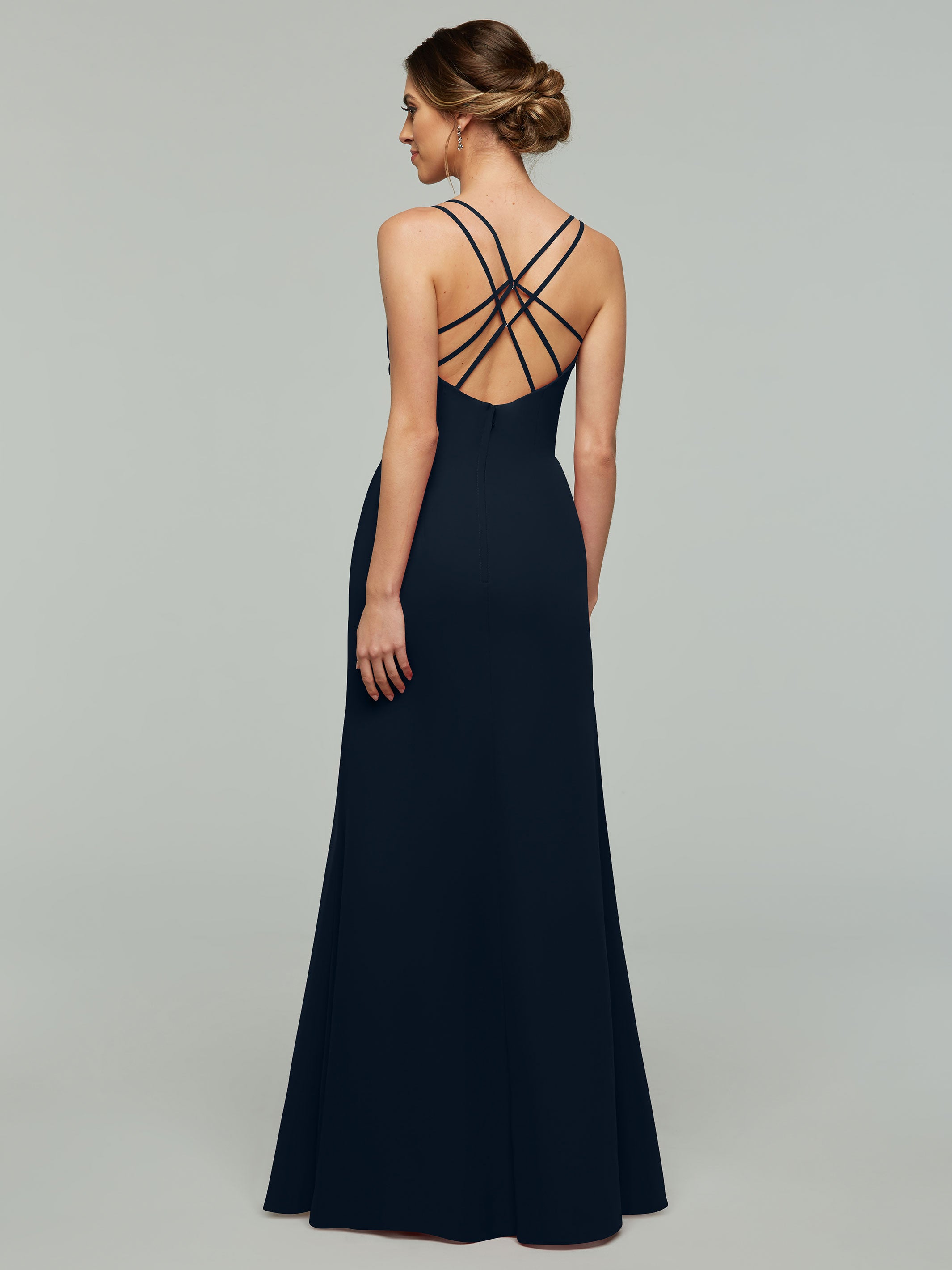 Elegant 80130 Chiffon Sheath Bridesmaid Dress - V Neck & High Slit Design for Weddings, Formal Events & Special Occasions