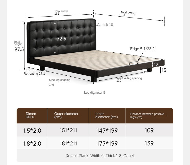 Premium Black Leather Suspension Bed - Luxurious & Durable for Bedroom, Guest Room, or Dorm - Enhances Comfort & Style