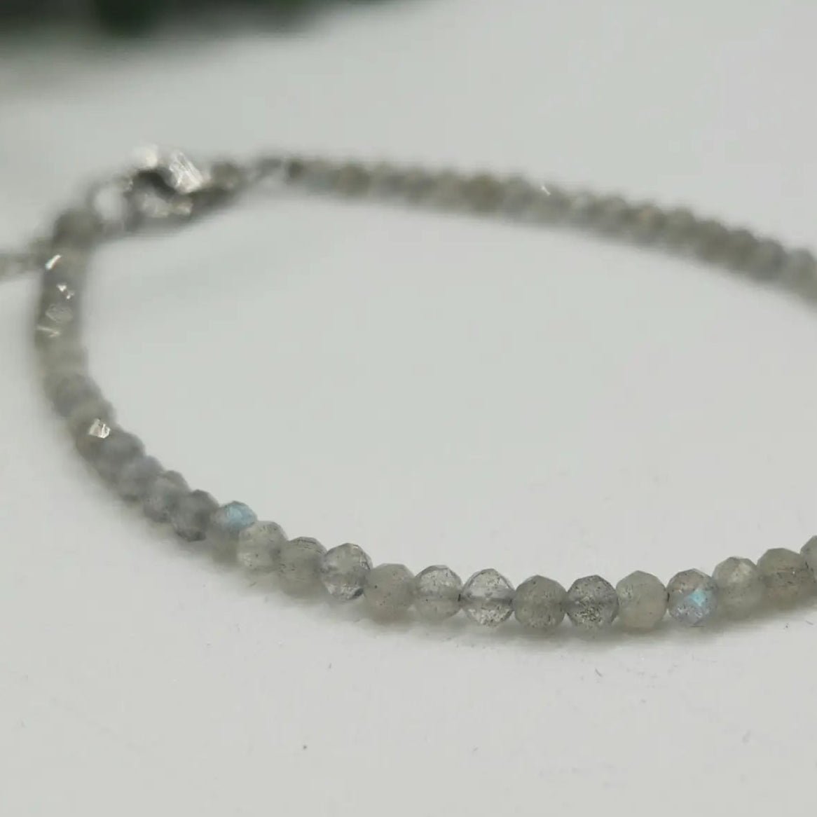 Labradorite 3mm Faceted Clasp Bracelet - Elegant Crystal Jewelry for Women, Healing Stone Beaded Bracelet | Perfect for Meditation, Yoga & Spiritual Gifts