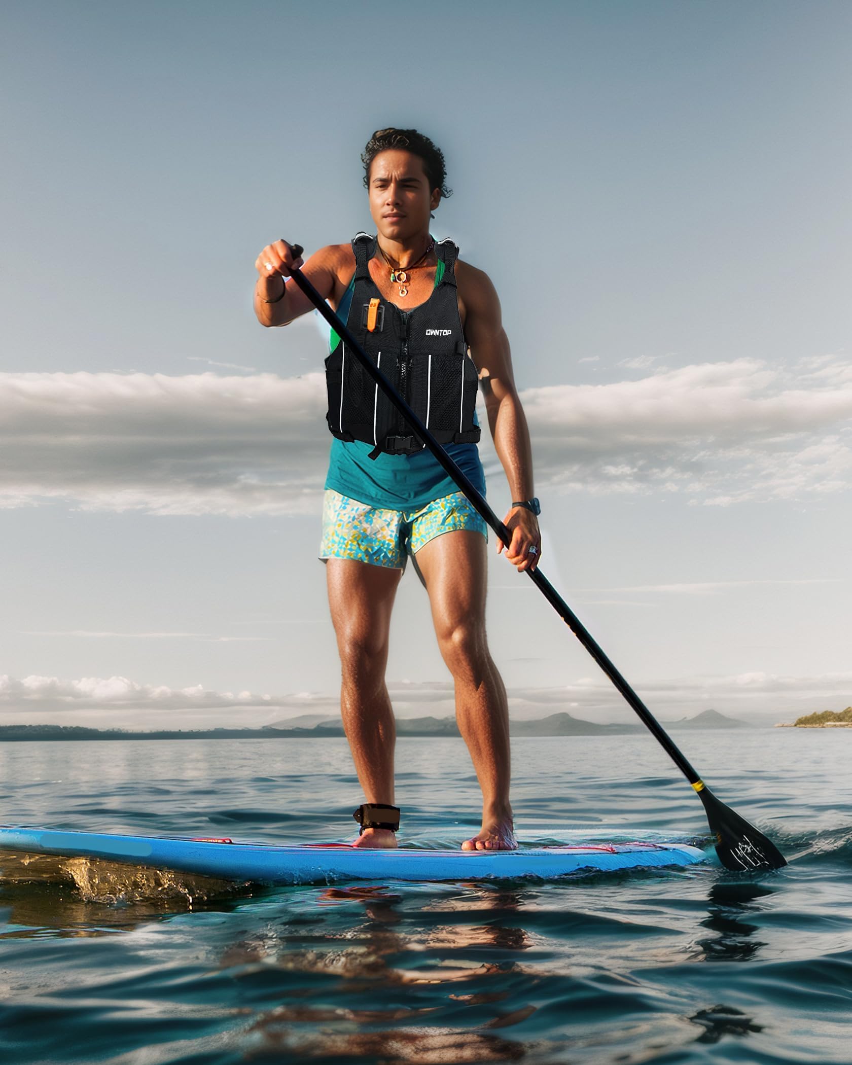 Owntop Swim Jacket for Adults & Youth - Ultra-Thin Hydration Pack with Dual Mesh Pockets & Attached Whistle - Perfect for Kayaking, Boating, Fishing and All Water Sports - Ideal for Swimming, Surfing and Outdoor Water Activities