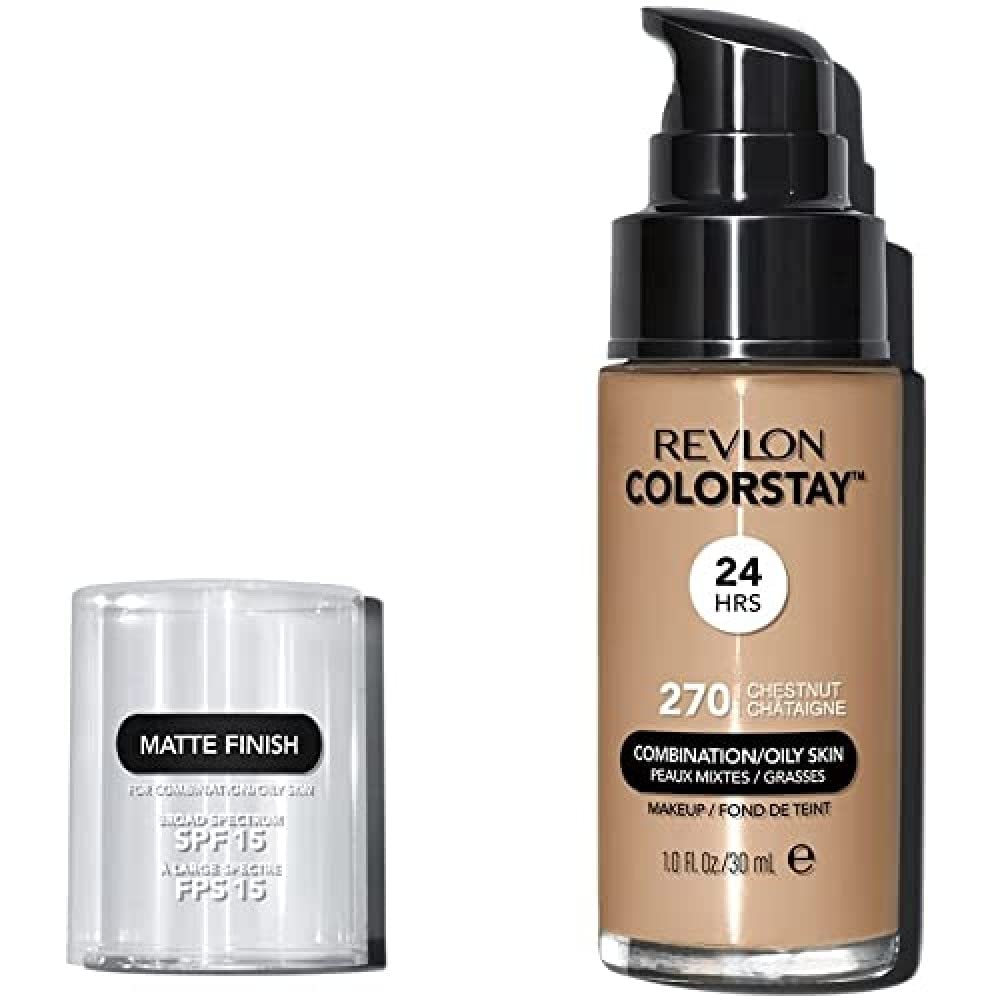 Revlon Colorstay Makeup Base for Oily Skin - Light Chestnut, Long-Lasting Matte Finish for Daily Wear