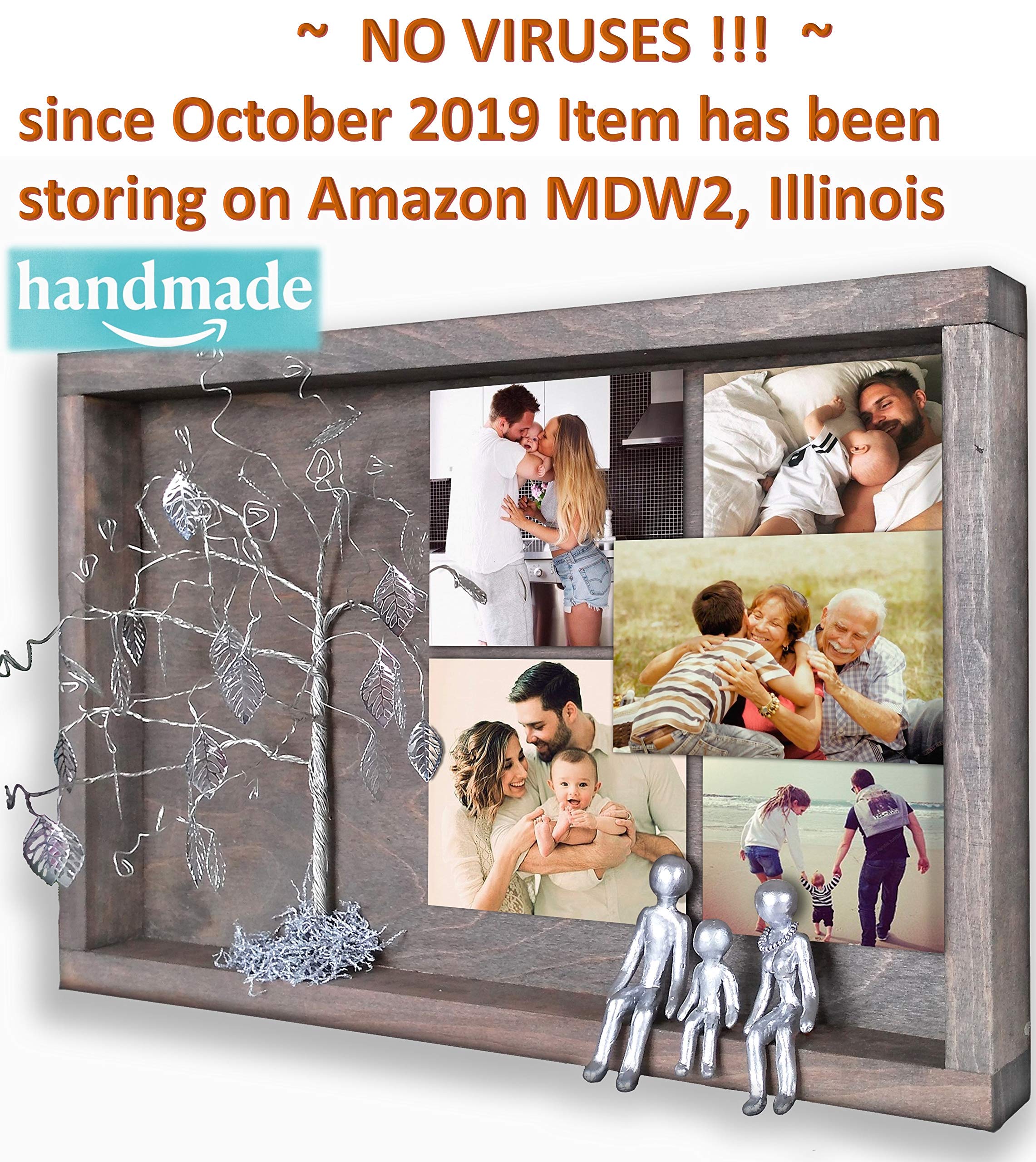 Personalized Family Photo Frame Collage - Handmade Metal Wall Art for Anniversary Gifts (10th, 25th, 40th, 60th Years) - Silver Steel Tin Aluminum Iron Custom Picture Frame for Couples, Parents & In-Laws | Perfect for Living Room Decor & Wedding Anniversary Presents