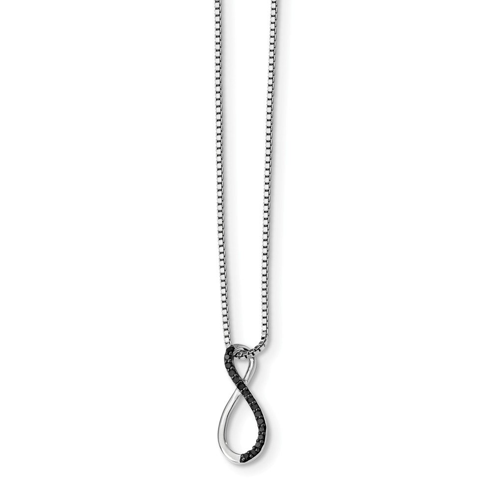 925 Sterling Silver Black Diamond Pendant Necklace for Women - 18