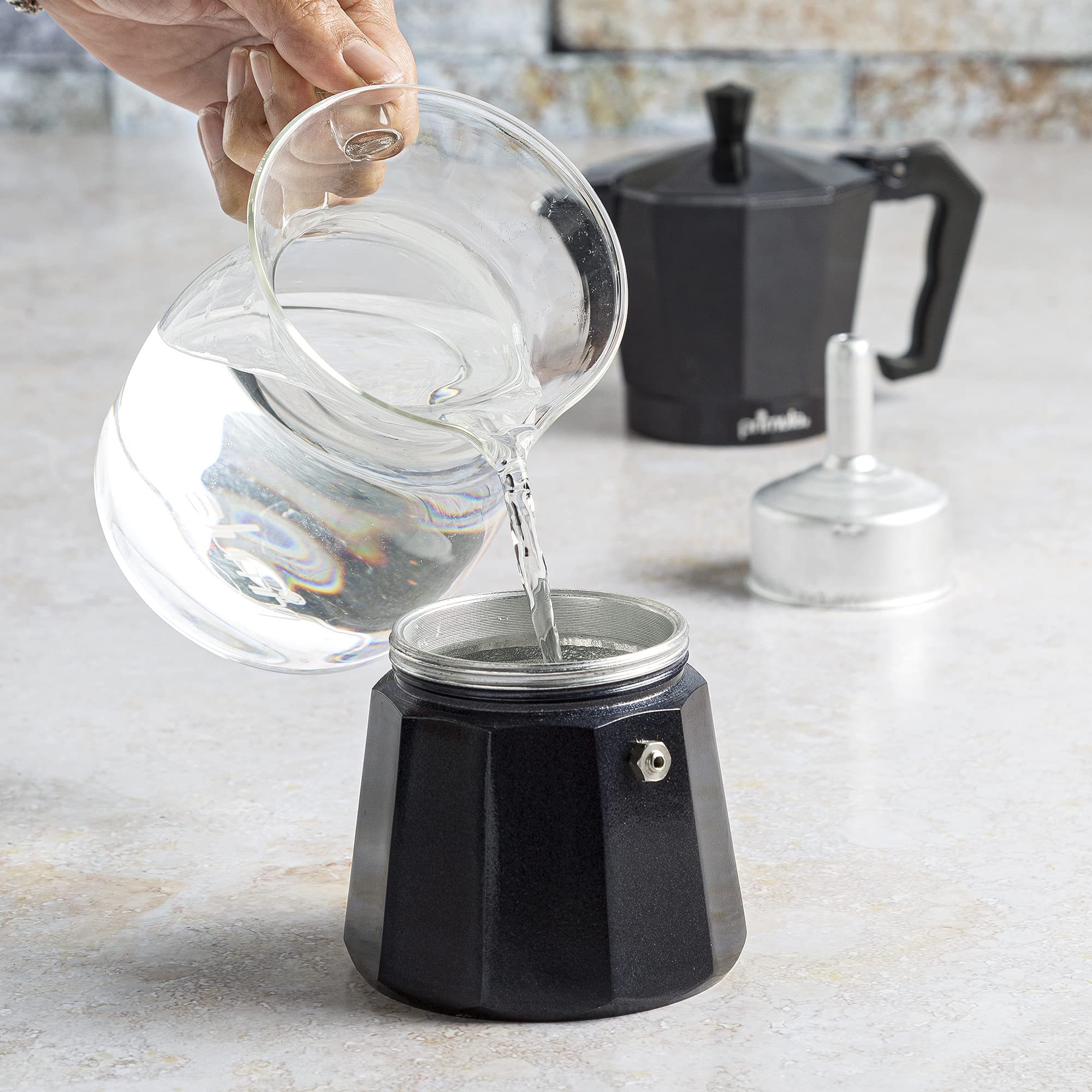 Primaria Classic Stovetop Espresso Maker - 6 Cup Italian Moka Pot for Authentic Espresso & Cuban Coffee - Durable Aluminum Coffee Maker for Gas/Electric Stoves - Perfect for Home Brewing & Camping Trips