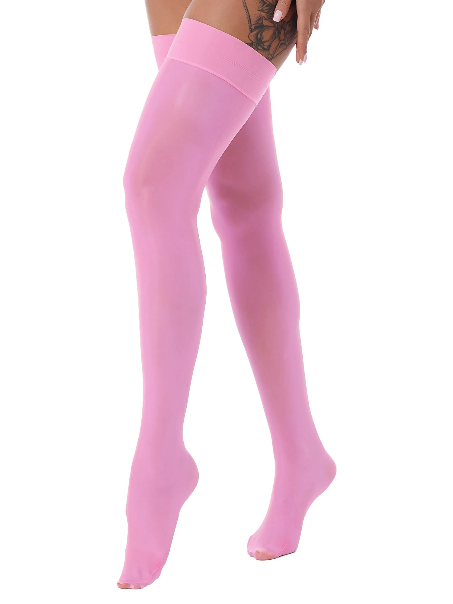 YiZYiF Women's Silk Thigh High Socks - Ultra Thin & Smooth Over The Knee Stockings for Elegant Outfits & Special Occasions