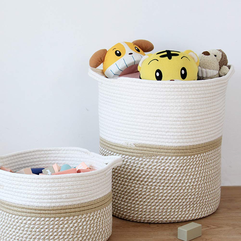 Extra Large Cotton Woven Storage Basket - Foldable Hamper for Blankets, Toys & Organizing | White Rope Bin for Kids, Pets & Home Organization | Perfect for Nursery, Playroom & Laundry Room Storage