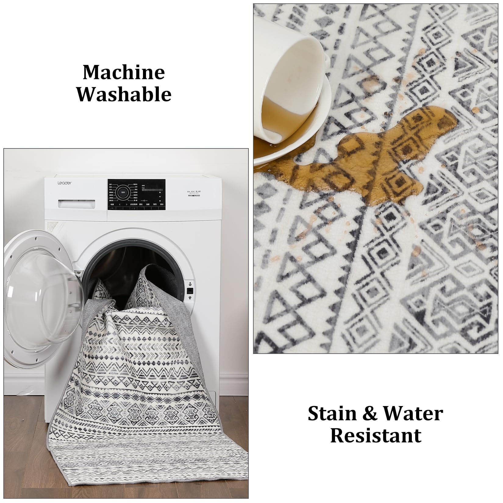 GlowSol Washable 2x3 Non-Slip Boho Moroccan Area Rug - Soft Distressed Entryway Door Mat for Bedroom, Kitchen, Bathroom & Living Room | Perfect for Home Decor, Pet-Friendly Spaces & High Traffic Areas