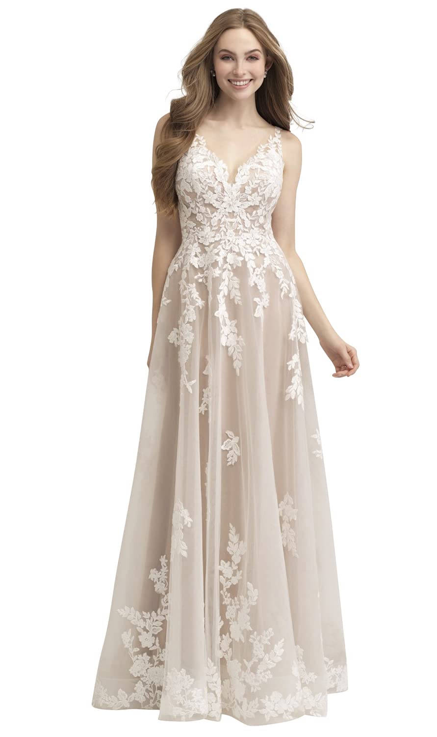 Loyeloy Women's Sexy V-Neck Backless Boho Beach Wedding Dress 2022 - Lace Bridal Gown with High Slit for Bride | Perfect for Beach Weddings, Destination Elopements & Boho Chic Ceremonies