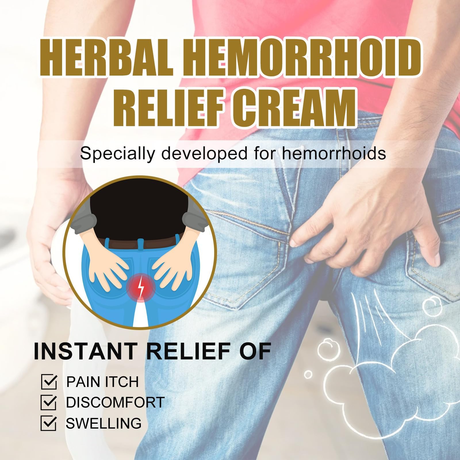 Natural Herbal Hemorrhoid Cream for Men & Women - Fast Relief for Itching, Pain & Swelling - Perfect for Home, Travel & Postpartum Care
