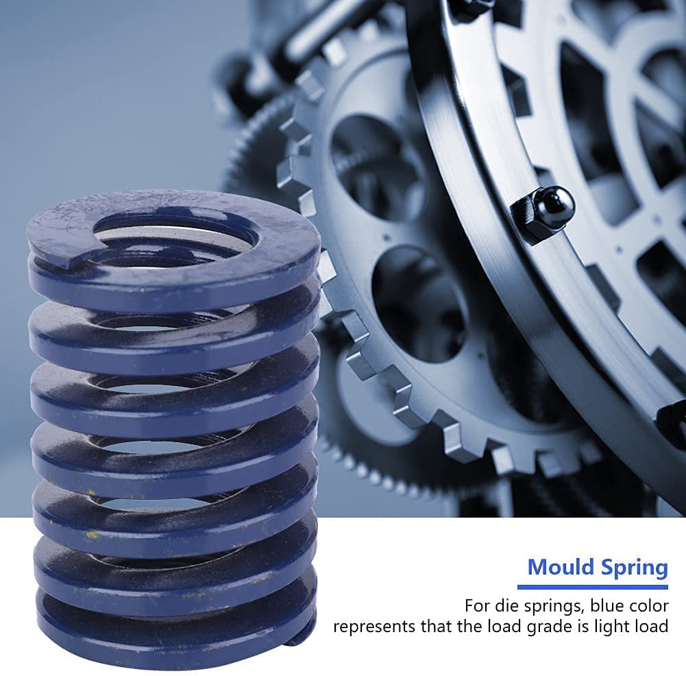 MroMax 3D Printer Die Springs - 10mm OD 40mm Long Compression Springs, Spring Steel Spiral Stamping Light Load Mold Springs (Blue, 5Pcs) - Perfect for 3D Printer Bed Leveling and Bottom Connection