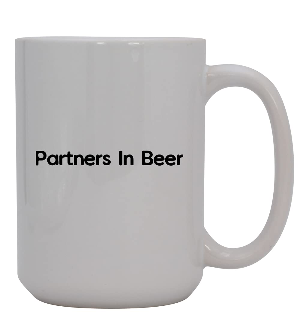 Partners In Beer - 15oz Ceramic White Coffee Mug for Home, Office & Gifts | Durable & Stylish Drinking Cup for Coffee, Tea & Beer