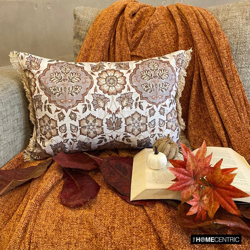 Autumn Hearth Beige & Gray Velvet Decorative Lumbar Pillow Cover - Soft Luxury Cushion Case for Sofa, Bed & Home Decor