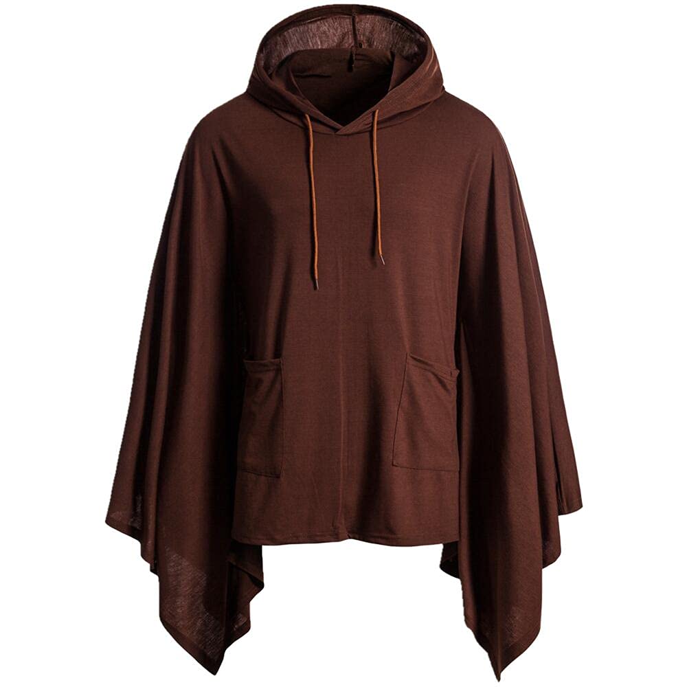 Men's Oversized Hooded Poncho Sweater - Loose Fit with Irregular Sleeves for Casual Wear, Outdoor Activities & Fashion Layering
