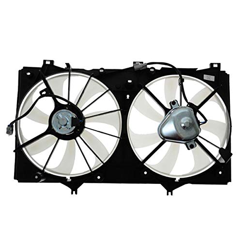 2007-2009 Toyota Camry 2.4L Dual Radiator AC Condenser Cooling Fan Motor Assembly with Shroud - Replacement Part for Engine Cooling System | Perfect for Summer Driving & Overheating Prevention