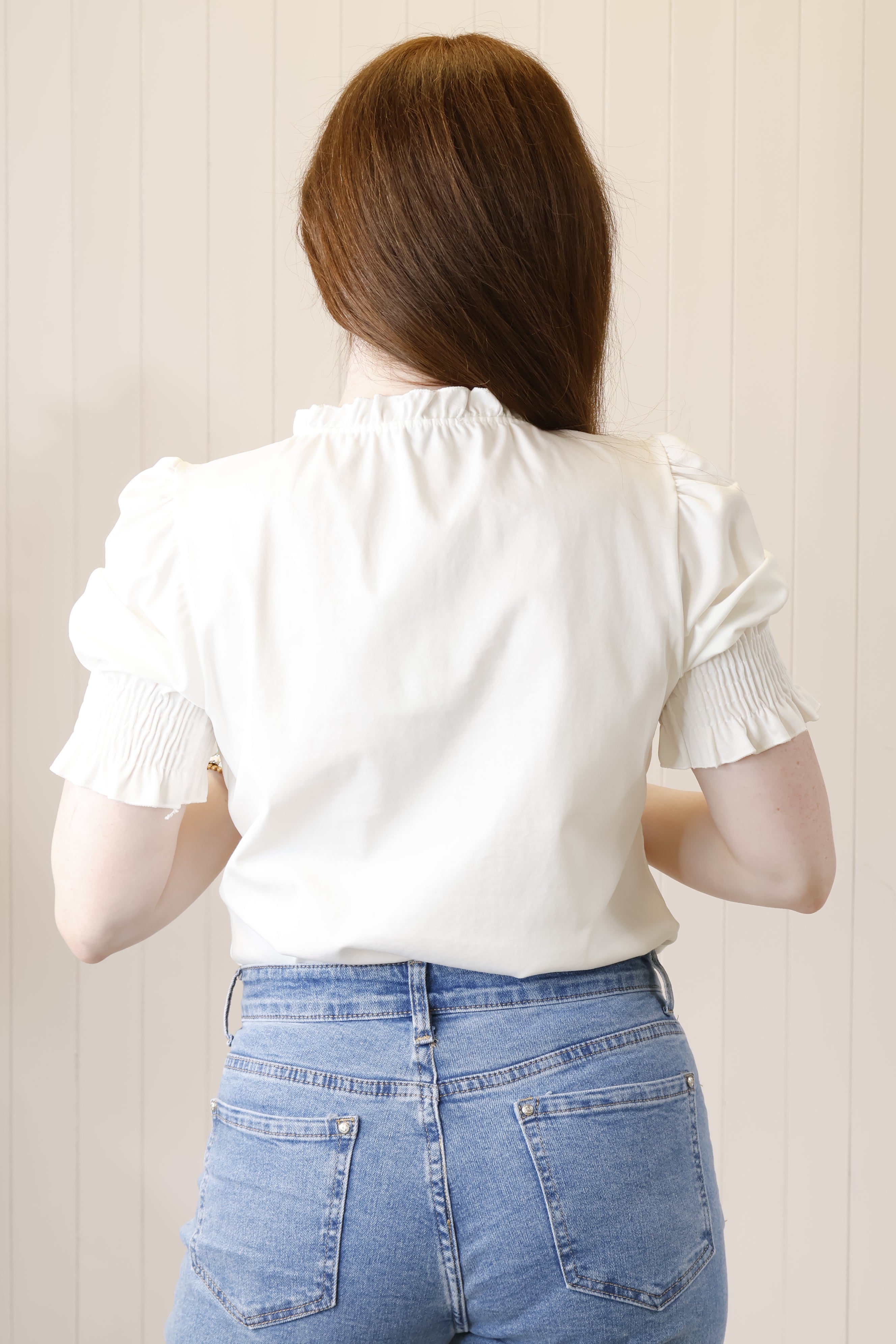 Flora Frill Top Cream - Elegant Floral Embroidered Blouse for Women | Perfect for Spring Outfits, Date Nights & Office Wear