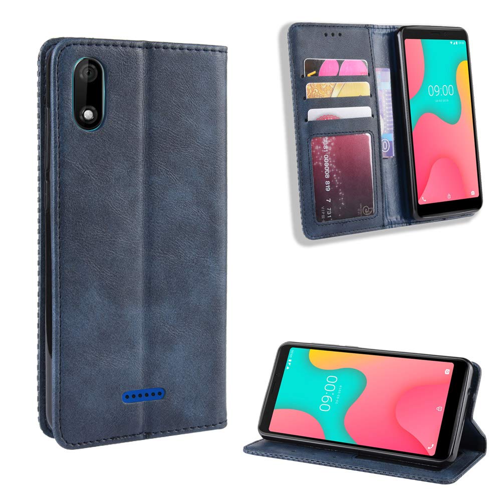 Premium PU Leather Flip Case Cover for Wiko Y60 M2605 - Slim Protective Phone Case with Card Slots (Blue) | Perfect for Work, Travel & Everyday Use