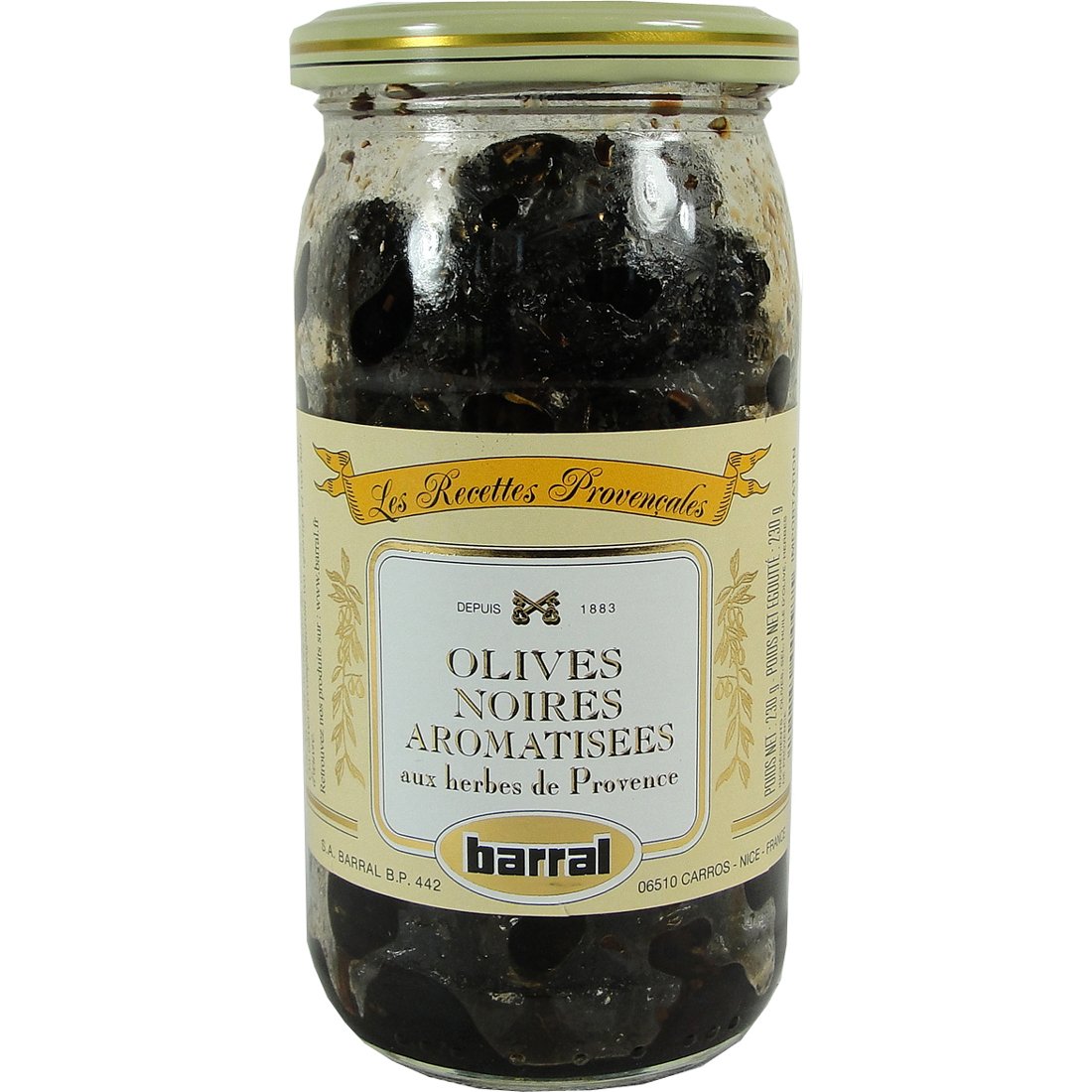 Premium Barral Black Cured Olives with Provencal Herbs - 200g | Gourmet Mediterranean Snack, Charcuterie Board Essential & Cooking Ingredient