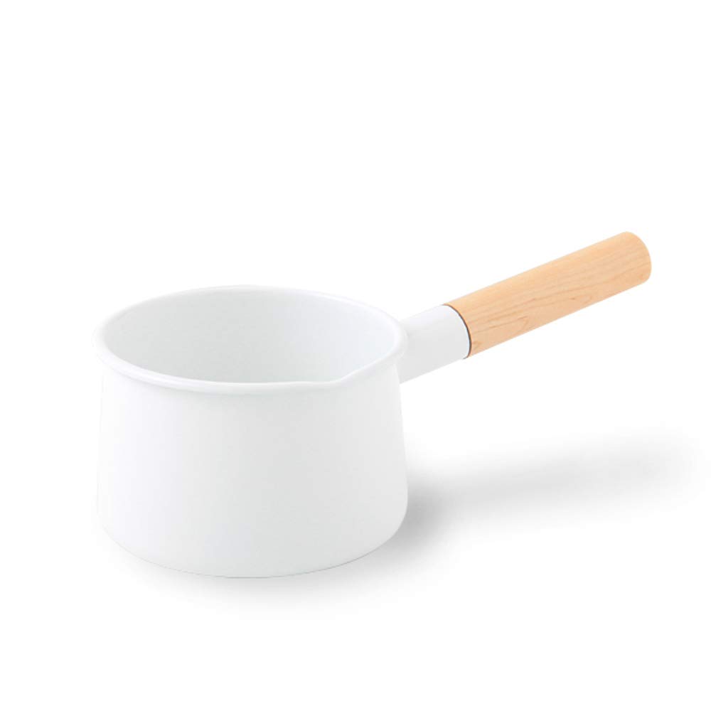 Japanese Enamelware Milk Pan 1.45L - Makoto Koizumi Design - Durable Kitchen Cookware for Stovetop & Camping - Perfect for Heating Milk, Making Sauces & Outdoor Cooking