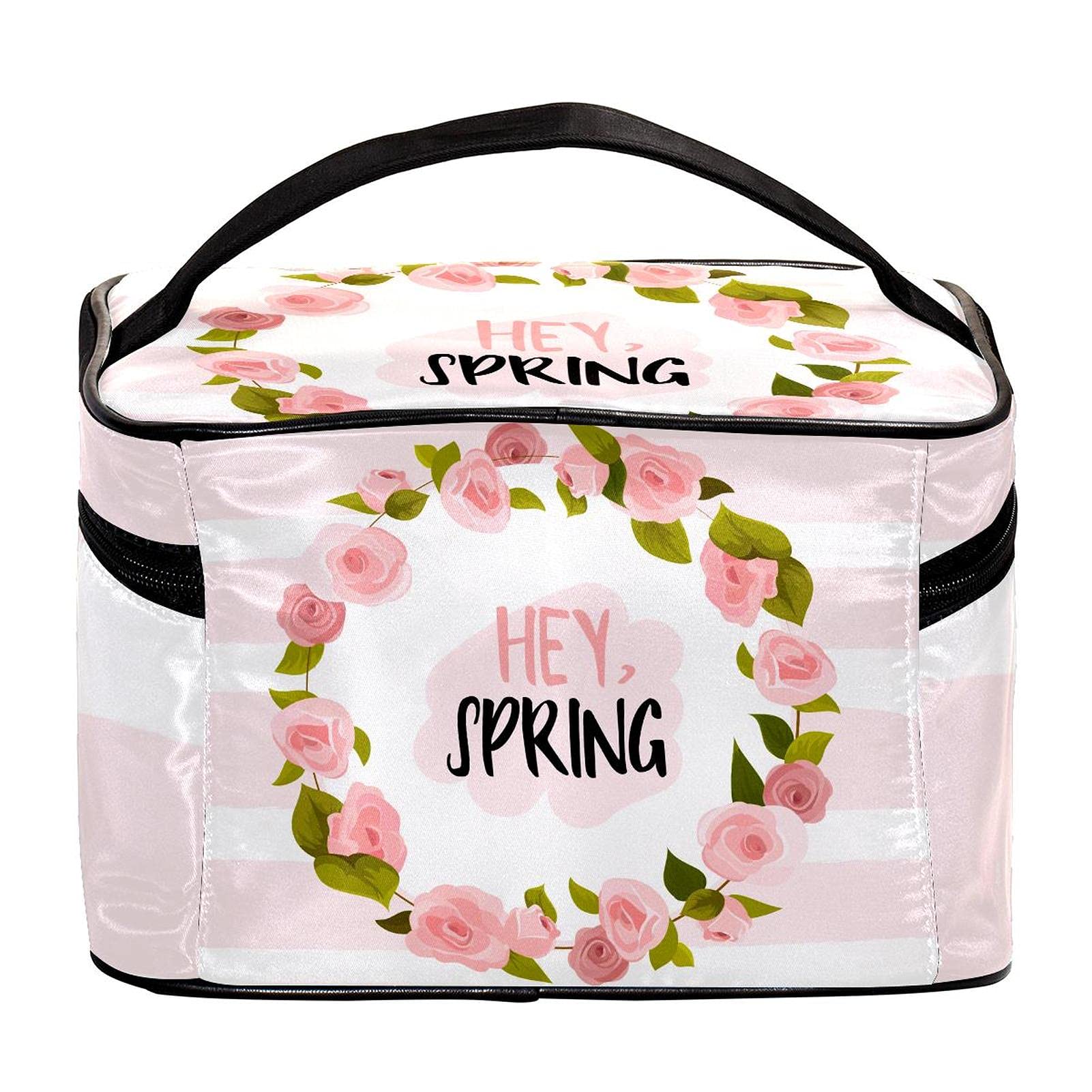 Pink Floral Makeup Bag Large Cosmetic Organizer for Women | Travel & Toiletry Case