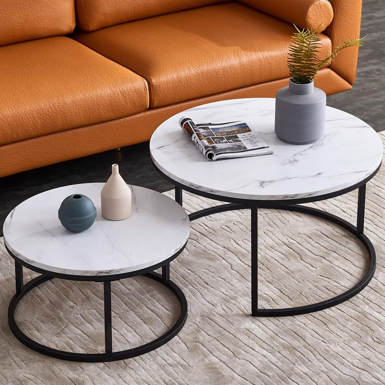 Modern Round Nesting Coffee Table Set of 2 - 32