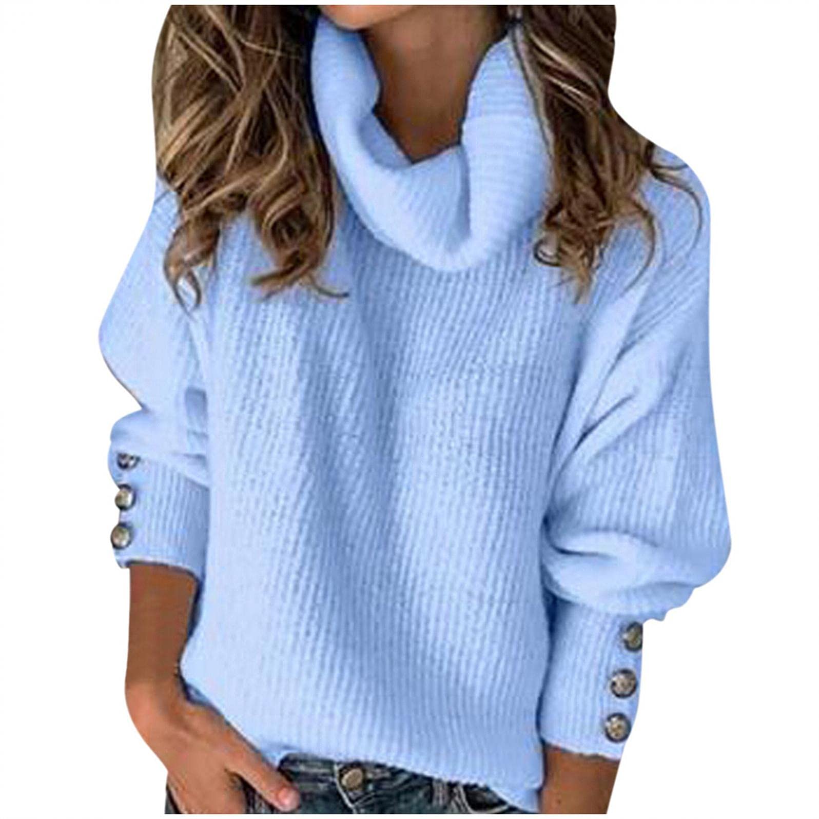 Women's Chunky Knit Turtleneck Sweater - Long Sleeve Loose Fit Casual Pullover for Fall Winter | Cozy Office Wear, Weekend Outfits & Holiday Fashion