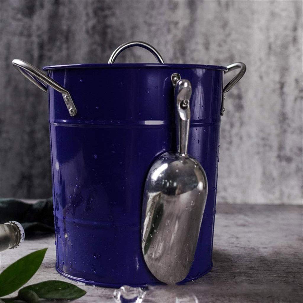 Premium Blue Metal Ice Bucket Set with Lid & Scoop - Double Walled Stainless Steel Chiller for Wine, Champagne & Beverages - Perfect for Parties, Weddings & Outdoor Gatherings