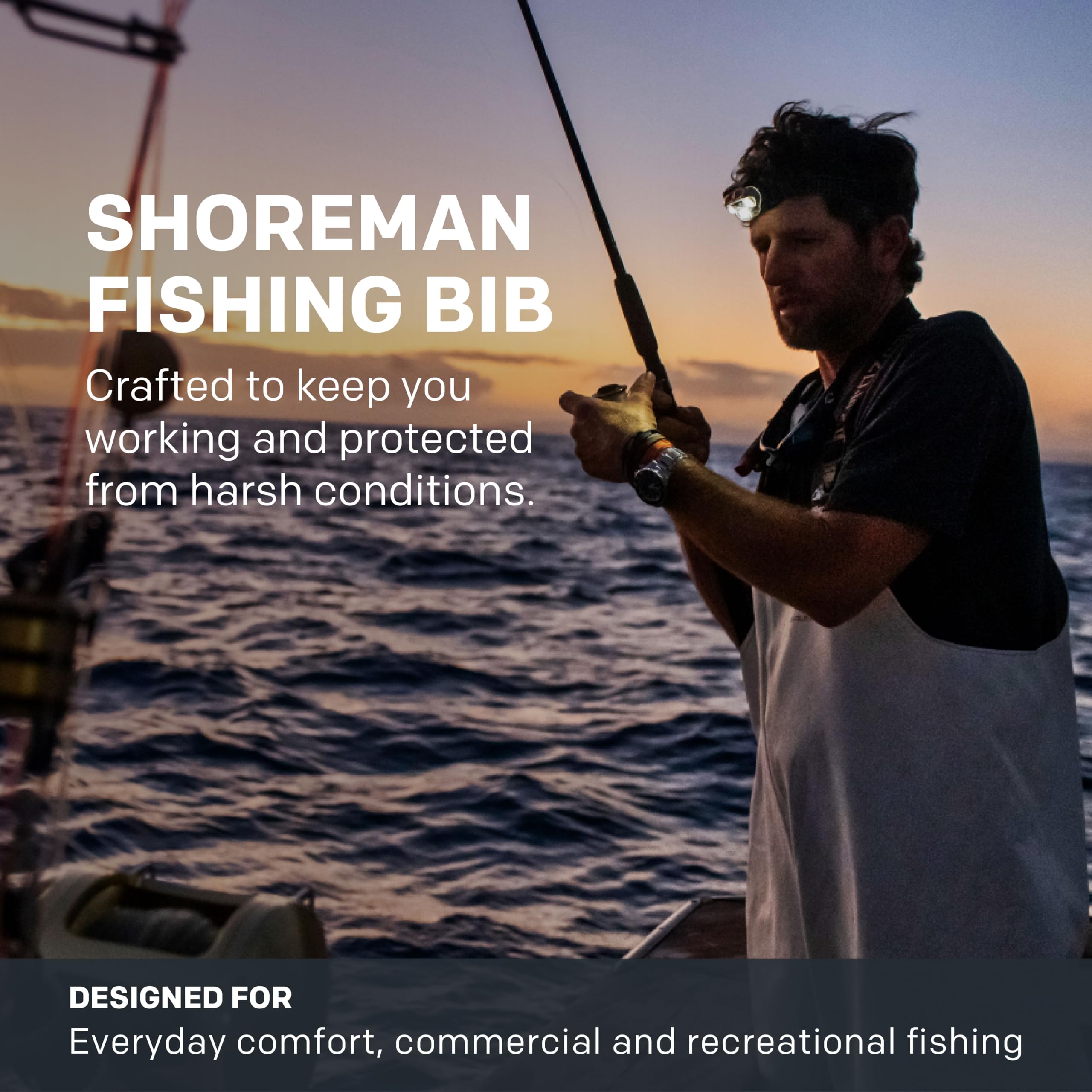 Grundens Men’s Shoreman Waterproof Bib Pants - Stain-Resistant Workwear for Seafood Processing & Fishing | Heavy Duty Rain Gear for Commercial Fishing, Boat Work & Outdoor Labor