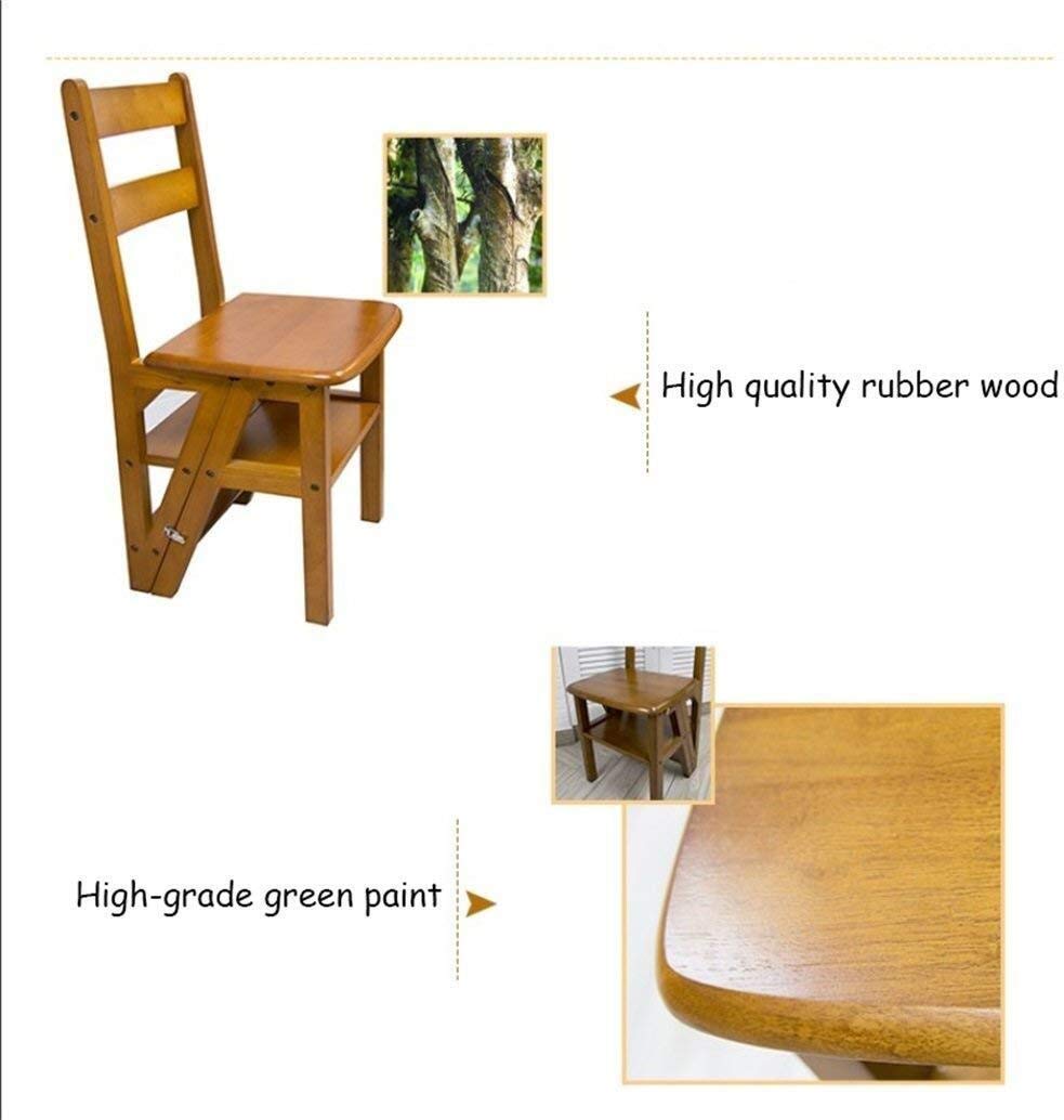 LUDIST Solid Wood Folding Step Stool - Multifunctional Indoor Climbing Stool, Ladder Stool with 4 Steps for Home, Kitchen, Bathroom & Storage Use