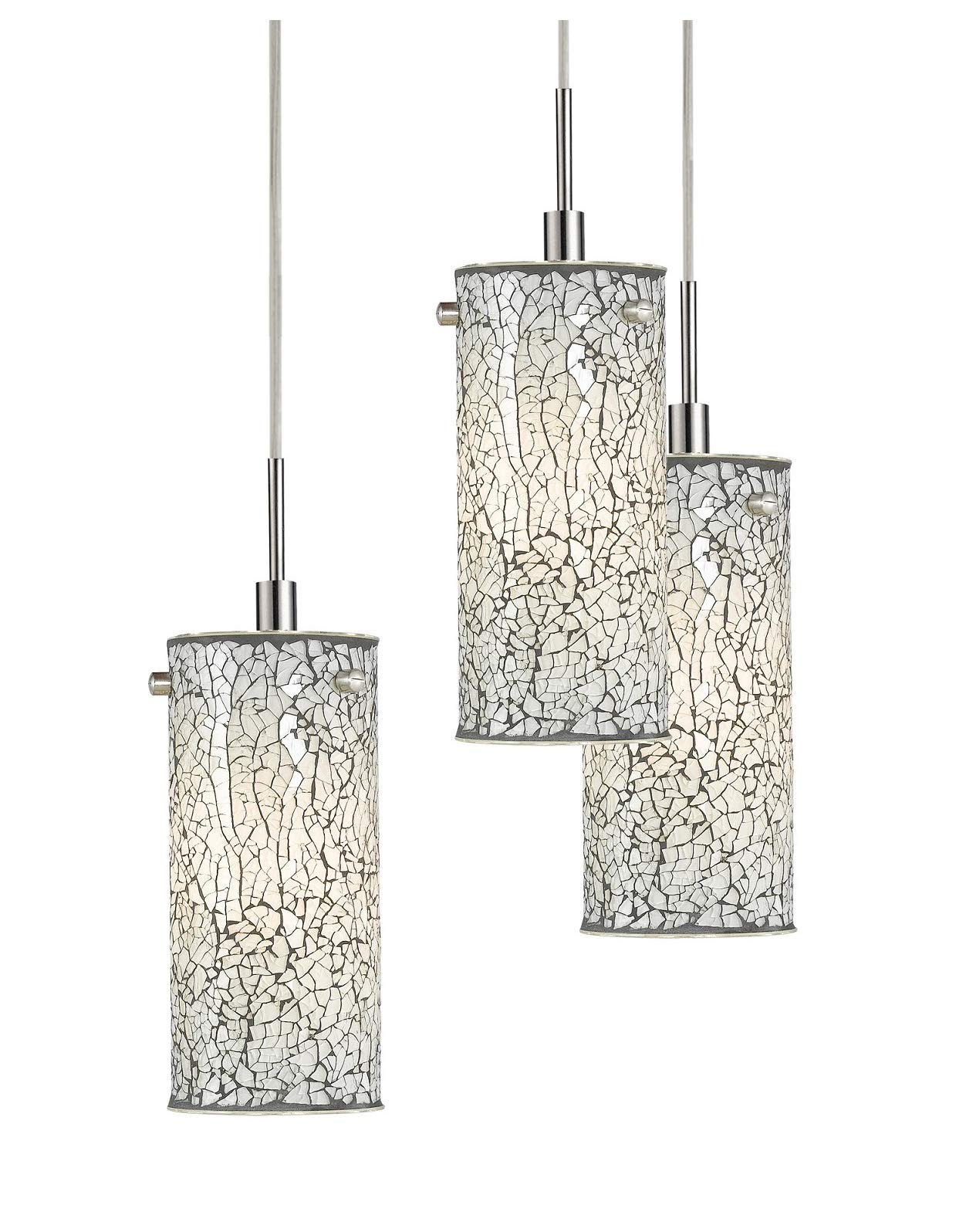 13428STN-M10WHT Modern Chandelier Light Fixture in Satin Nickel Finish - Elegant Dining Room & Bedroom Ceiling Lighting for Home Decor