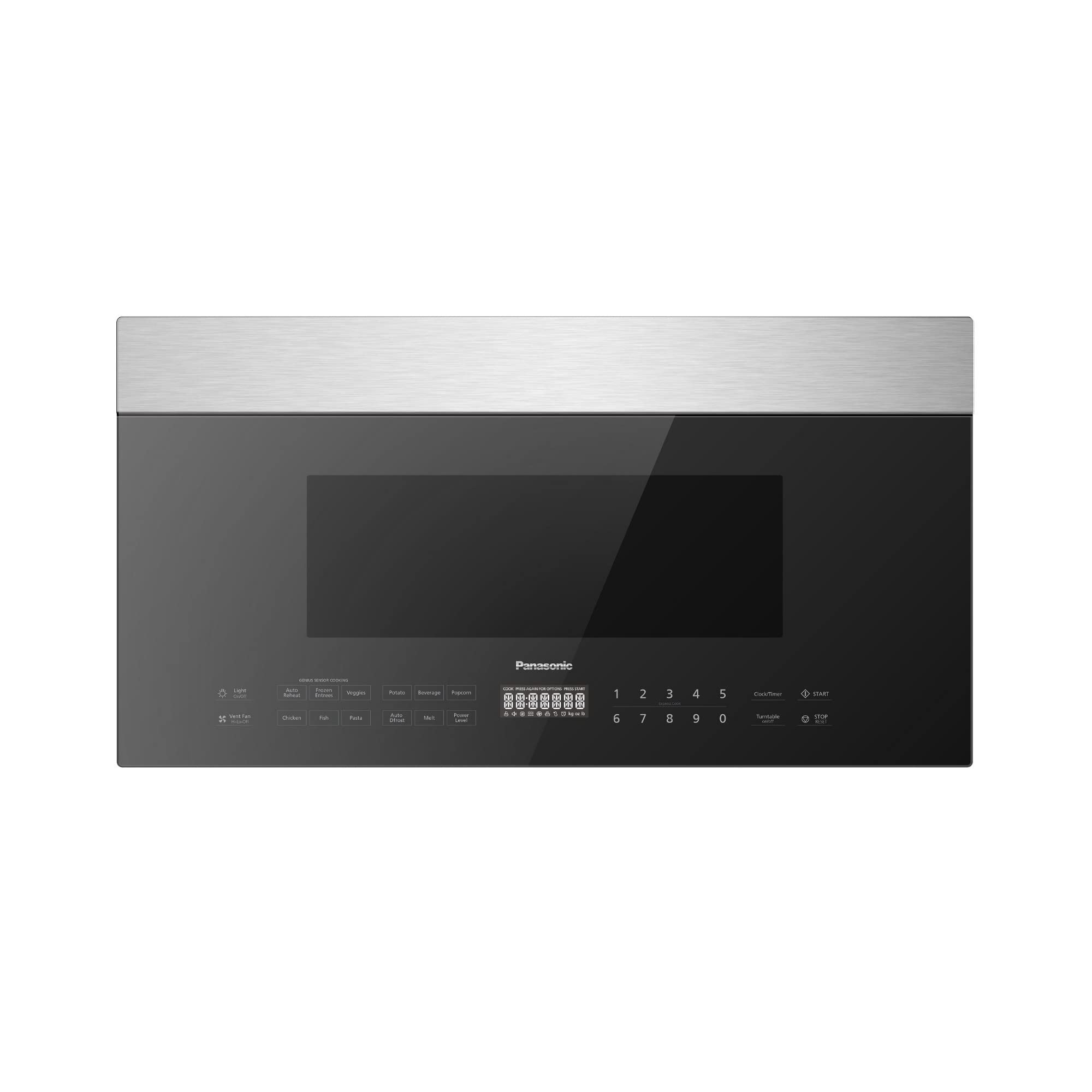 Panasonic NN-SU158S 1.9 Cu. Ft Over-the-Range 1000W Microwave Oven with Touch Control, Smoky Glass Door & 10 Power Levels - Perfect for Small Kitchens, Apartments & Quick Meal Prep