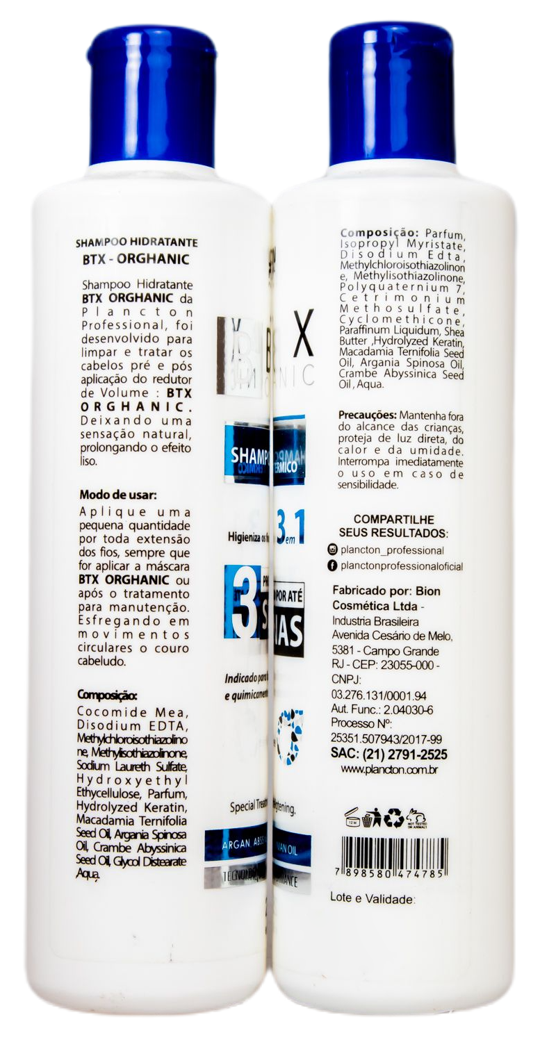 Deep Hair Mask Organic Volume Reducer Formaldehyde-Free Smoothing Treatment 2x250ml - Plankton Professional for Frizzy & Thick Hair Care at Home Salon