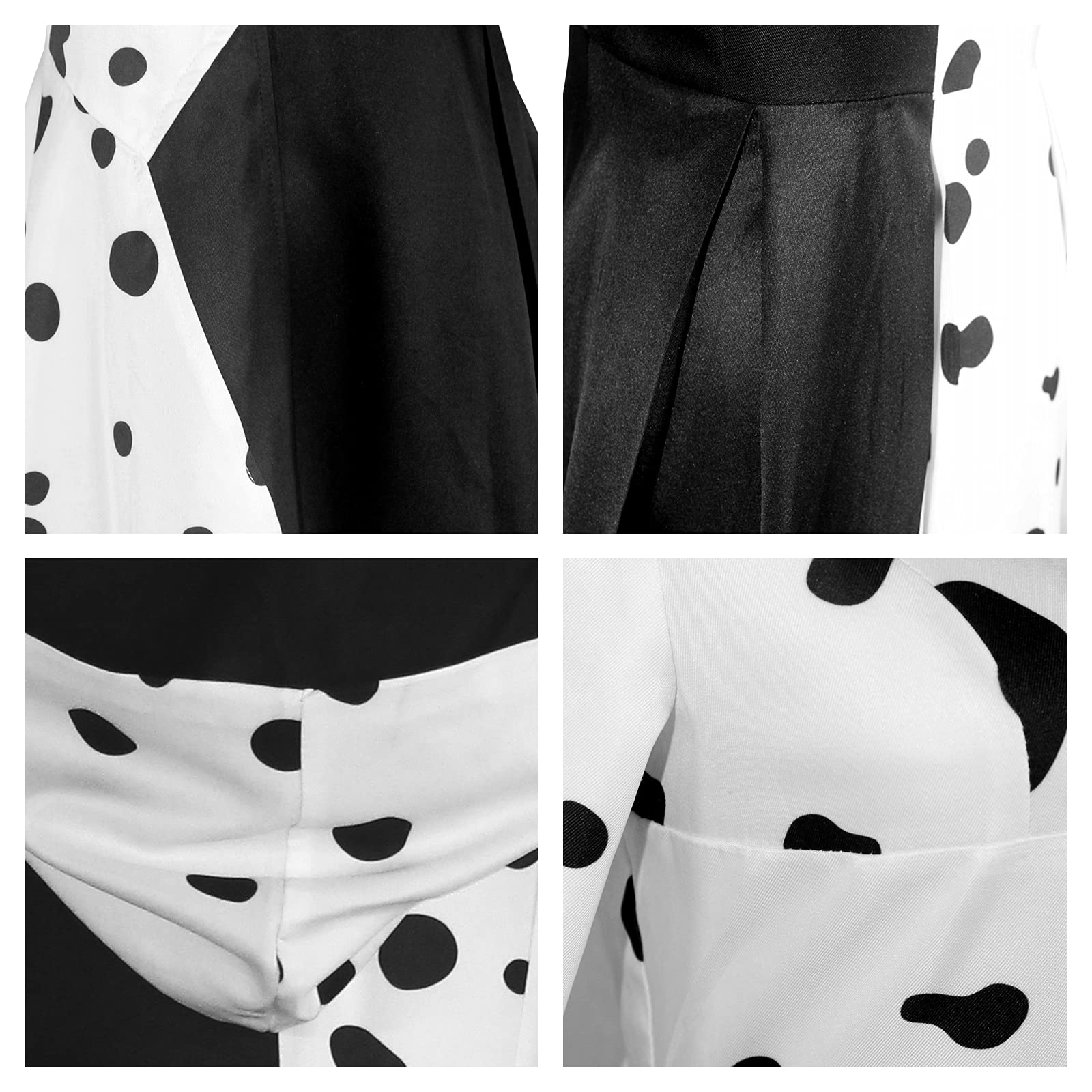 Kids Black & White Dalmatian Costume Dress - Halloween Cosplay Cloak Skirt Outfit for Girls | Perfect for Halloween Parties, Dress-Up & Themed Events