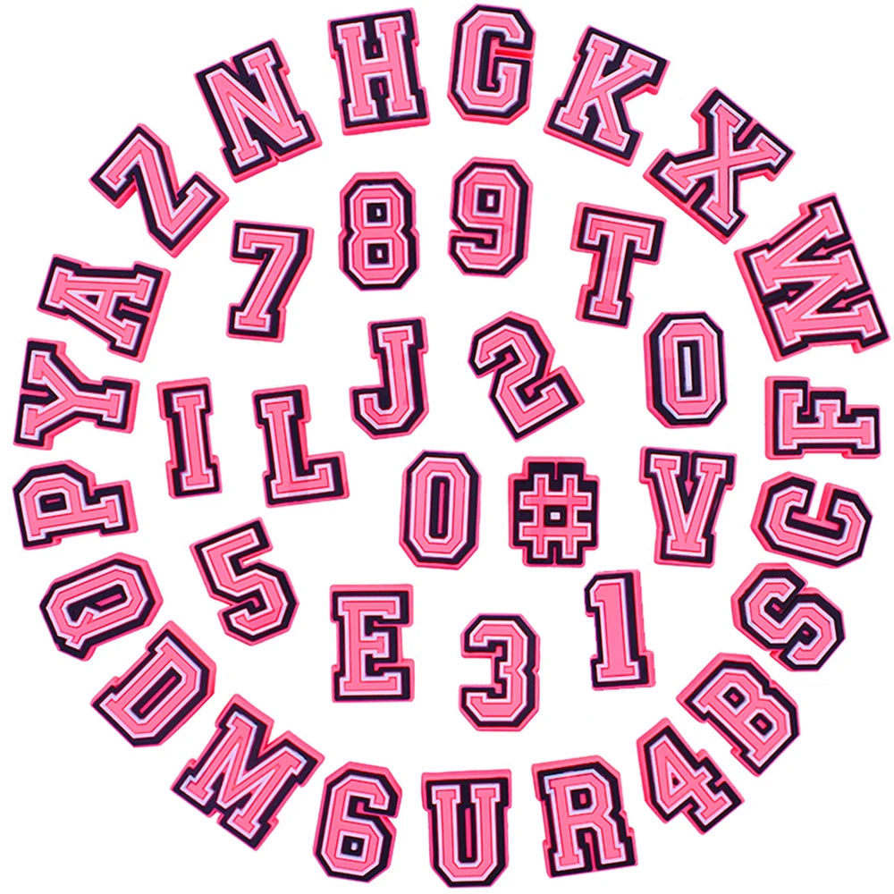 1Pcs PVC Pink Letters Shoe Charms for Crocs & Sandals | Unisex Shoe Decor Accessories | Perfect for DIY, Parties & Gifts