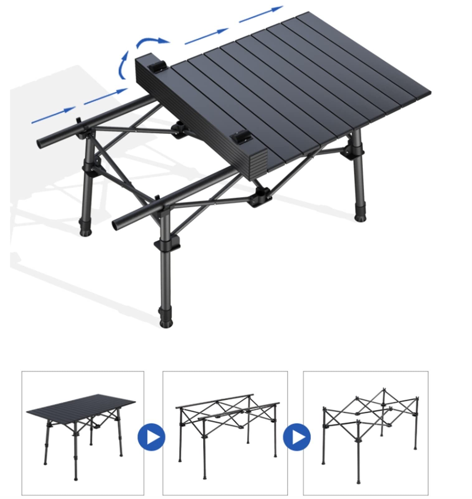 KIRANDY Portable Folding Picnic Table - Lightweight Aluminum Camping Table with 7-Piece Chair Set & Carry Bag - Perfect for Outdoor Travel, Beach, BBQ, and Backyard Gatherings
